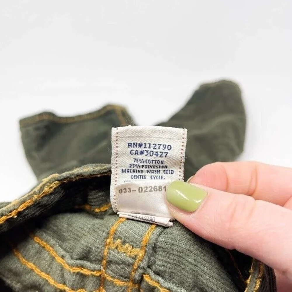 True Religion Corduroy Pants Kids Girls Classic Stretch Wide Leg Green Size 4 - Picture 6 of 9